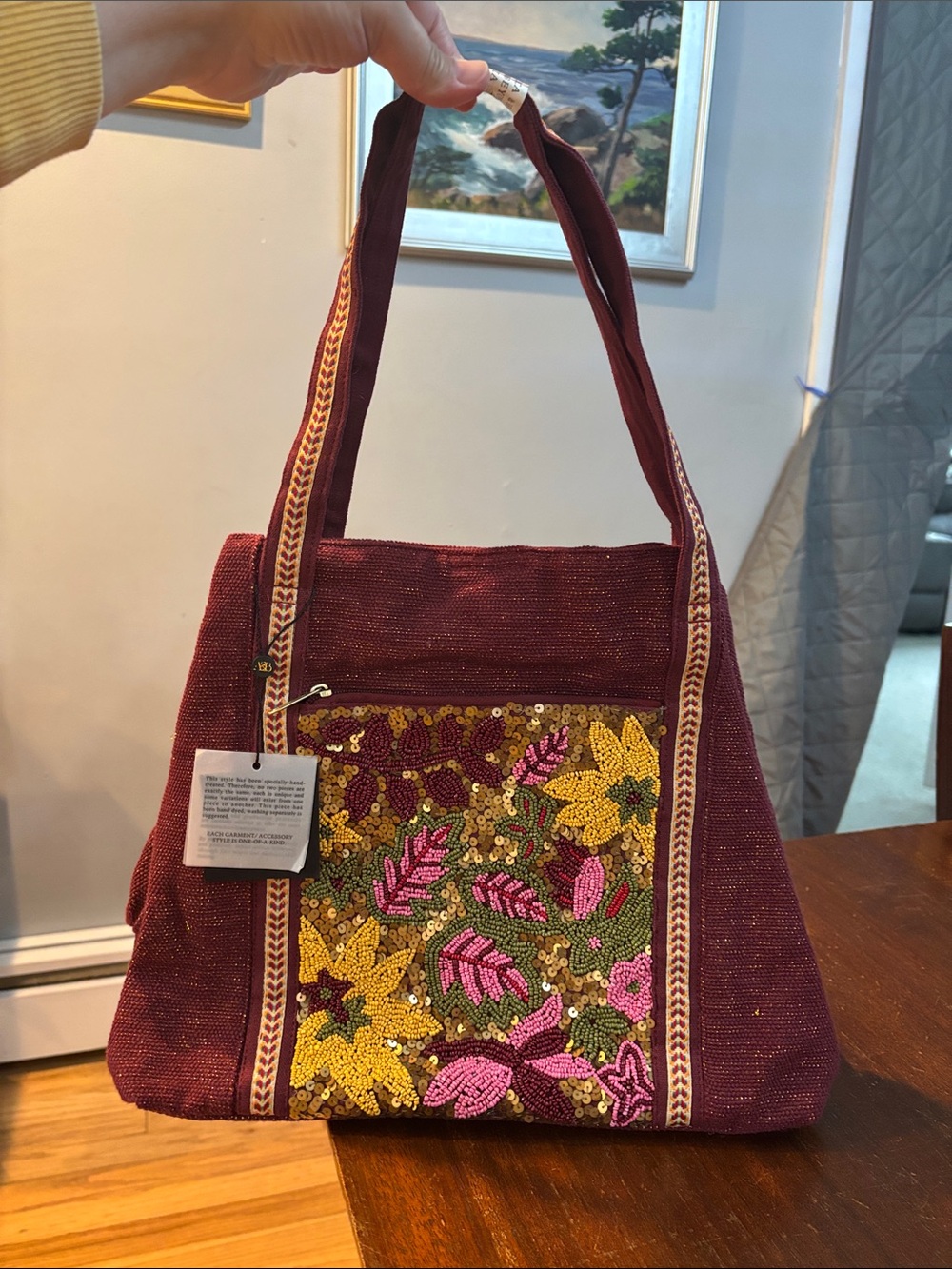 NWT America & Beyond Triple Entry Embellished Shoulder Bag